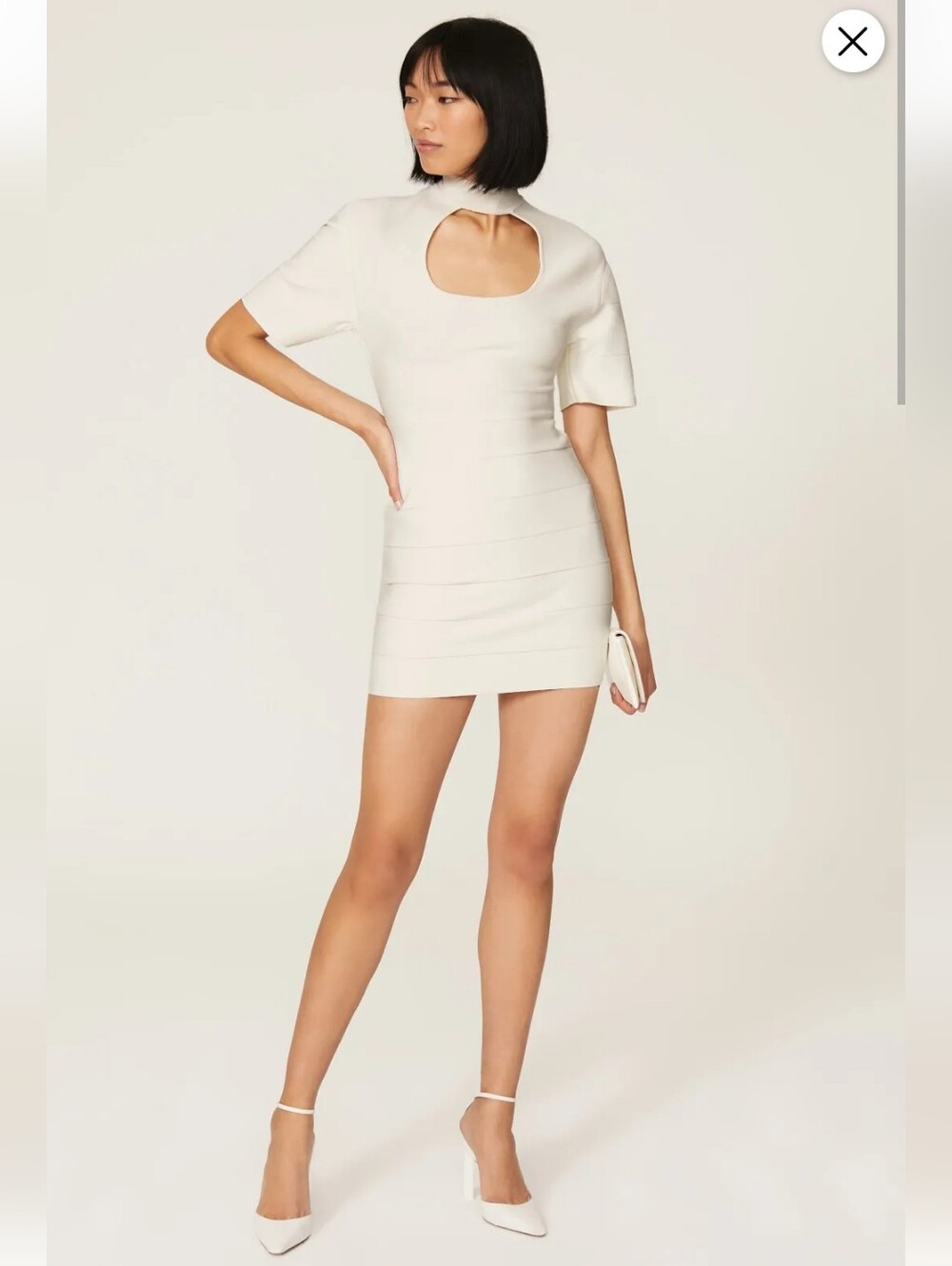 Hervé Leger Paris White Icon Bandage Cutout T-Shirt Dress Size M